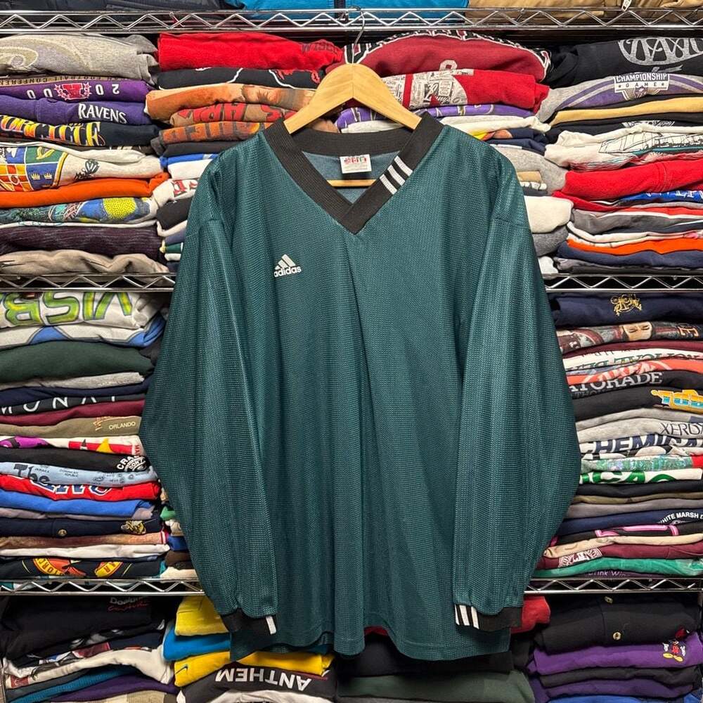 Vintage 90s Adidas Soccer Goalkeeper Jersey Long Sleeve Teal and Black